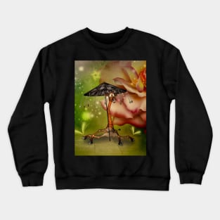 Funny, cute giraffe with umbrella Crewneck Sweatshirt